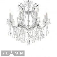 Люстра подвесная Диамонд (Diamond) 6071-8 CR+CL iLamp прозрачная без плафона на 8 ламп, основание хром в стиле классический Люстра подвесная Диамонд (Diamond) 6071-8 CR+CL iLamp прозрачная без плафона на 8 ламп, основание хром в стиле классический